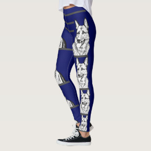 Blå tyska Hund Leggings