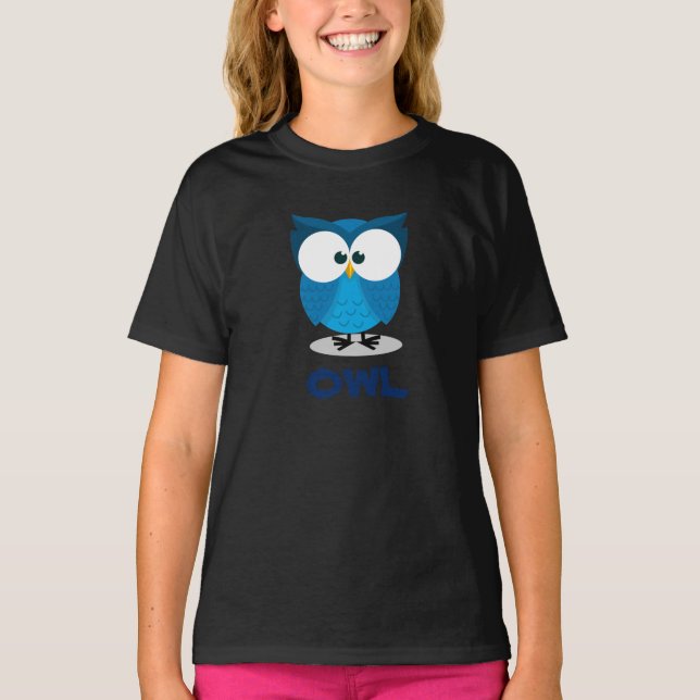 blå Uggla för barn T Shirt (Framsida)
