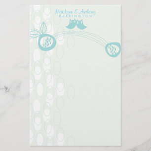 Blå Uggla i Kärlek Personal Tack Stationery Brevpapper