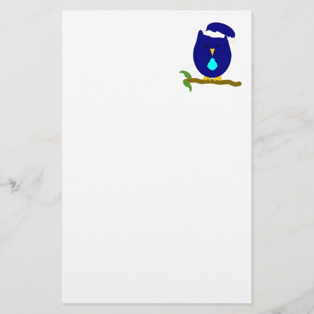 Blå Uggladesign Brevpapper (Framsida)