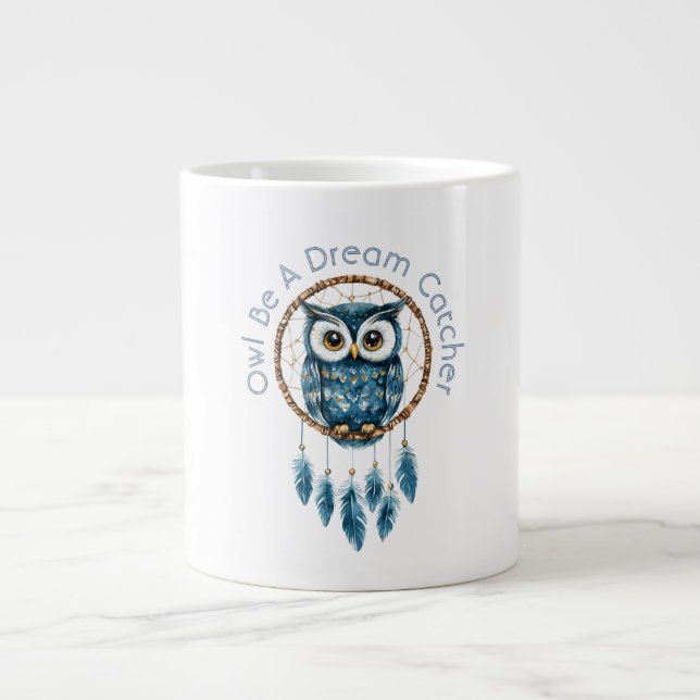 Blå Uggle Drömfångare Jumbo Mugg (Framsidan)
