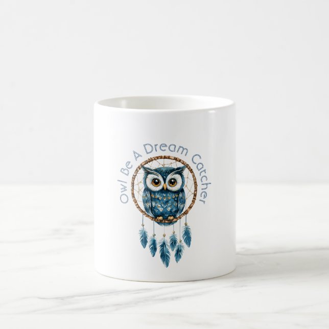 Blå Uggle Drömfångare Kaffemugg (Center)