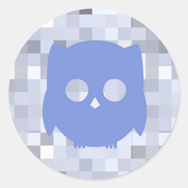 Blå Ugglesticker Runt Klistermärke (Framsida)