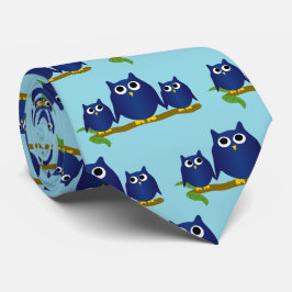 Blå Ugglor Design Bakgrund i valfri färg Slips