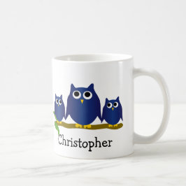 Blå Ugglor Personlig Design Kaffemugg