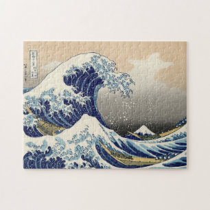 Blå Ukiyo e japanese-målning Pussel