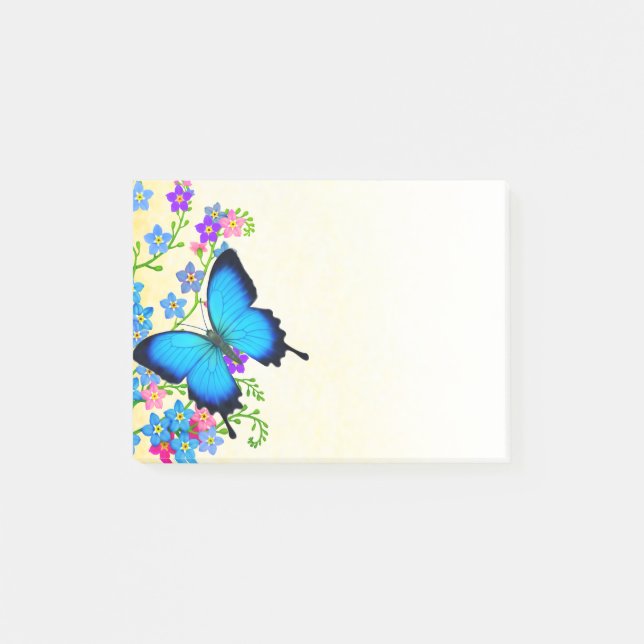 Blå Ulysses Butterfly Post it Notes Post-it Block (Framsida)