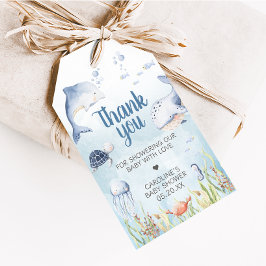Blå under havet Baby Shower Fördelningsmärken Presentetikett
