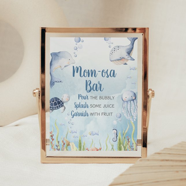 Blå Under Havet Baby Shower Välkomstskylt Poster (Under the Sea Baby Shower Sign)