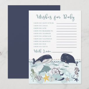 Blå under havet Oceanen Baby Shower önskningar för Inbjudningar