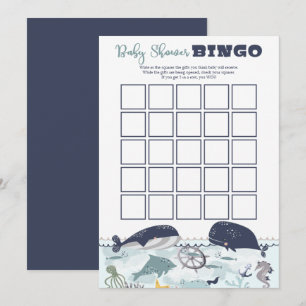 Blå under havstema Babykläder Bingo Inbjudningar
