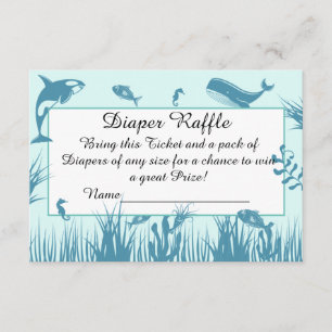 Blå under Sea Baby Shower Diaper Raffle Tilläggskort
