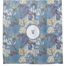 Blå under Sea Corals Monogram