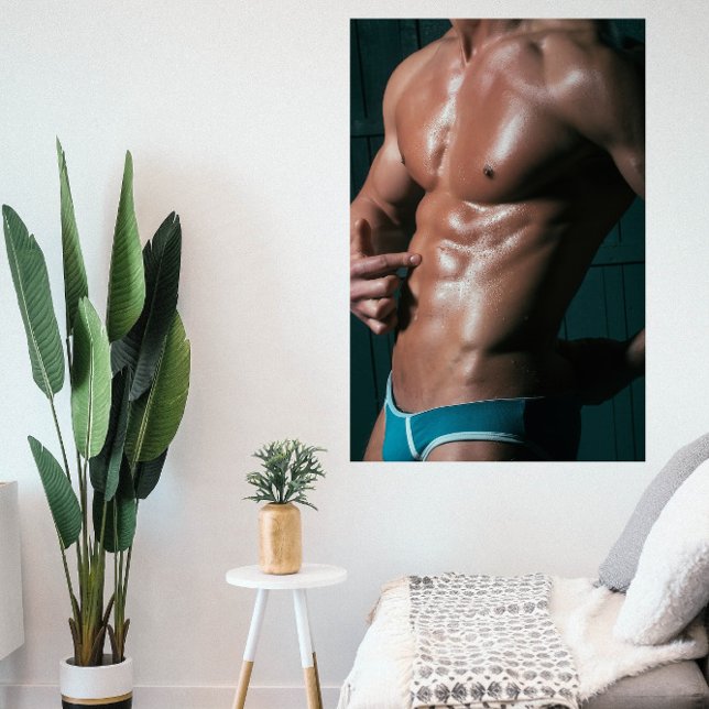 Blå Underkläder Pojke Het Kille Affisch Fototryck (Skapare uppladdad)