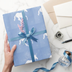 Blå Unicorn Bröllop Wrapping Papper Presentpapper