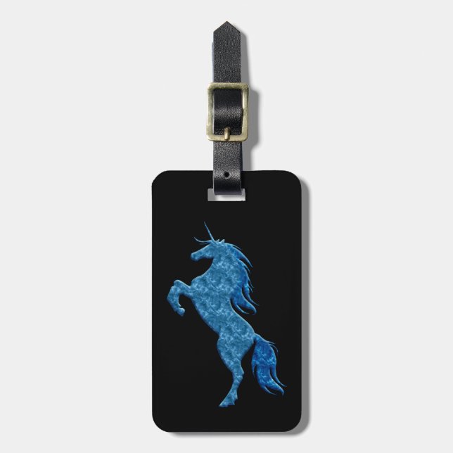 Blå Unicorn-resggage-etikett Bagagebricka (Vertikal Framsida)