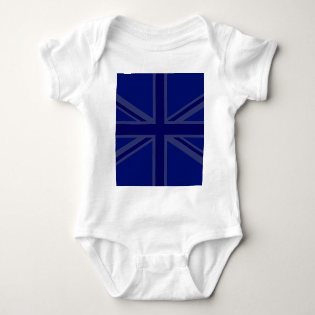 Blå Union Jack British Flagga Design T Shirt (Framsida)