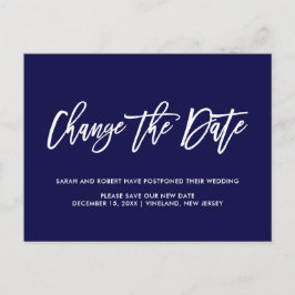 Blå | Uppskjutet datum för ändring av bröllop Meddelande Vykort