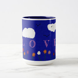 BLÅ UTOMHUS KÄRLEK KAFFEKOPP, 15oz Två-Tonad Mugg