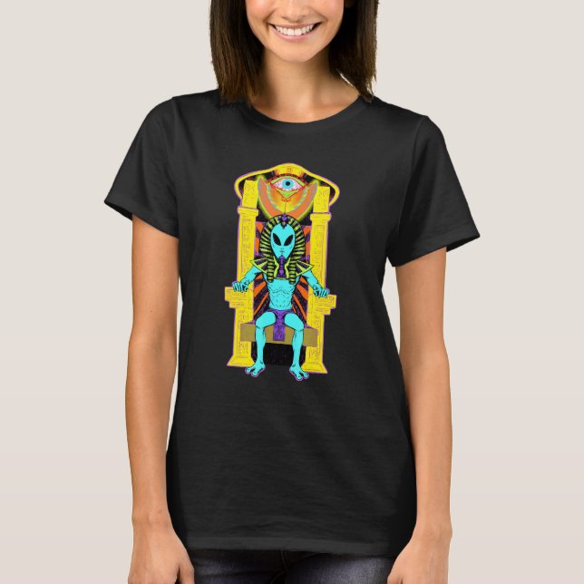 Blå utomjording på tron t shirt (Framsida)