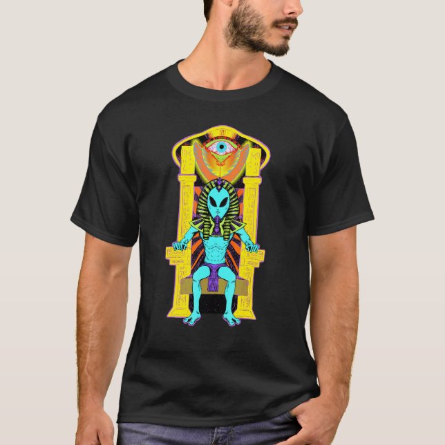 Blå utomjording på tron t shirt (Framsida)