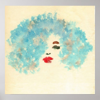 Blå utskrift av flicka poster