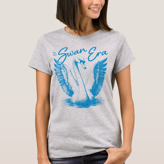 Blå utskrift av vintage Svan ERA T Shirt (Framsida)