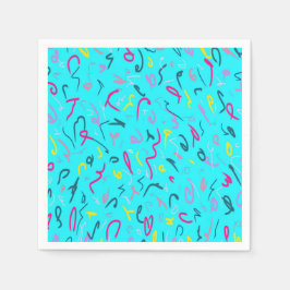 Blå utskrift med 90-talssymboler pappersservett