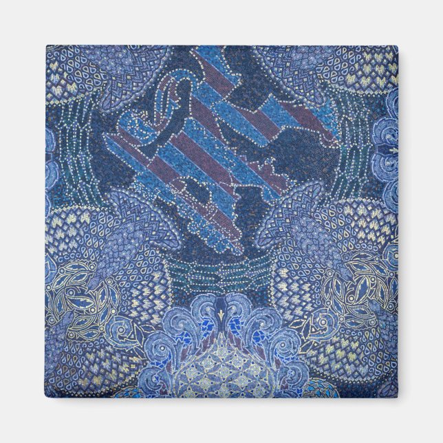 Blå utsmyckad mosaikkonst, Tyskland Magnet (Framsidan)