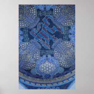 Blå utsmyckad mosaikkonst, Tyskland Poster