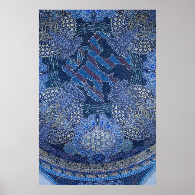 Blå utsmyckad mosaikkonst, Tyskland Poster (Framsidan)