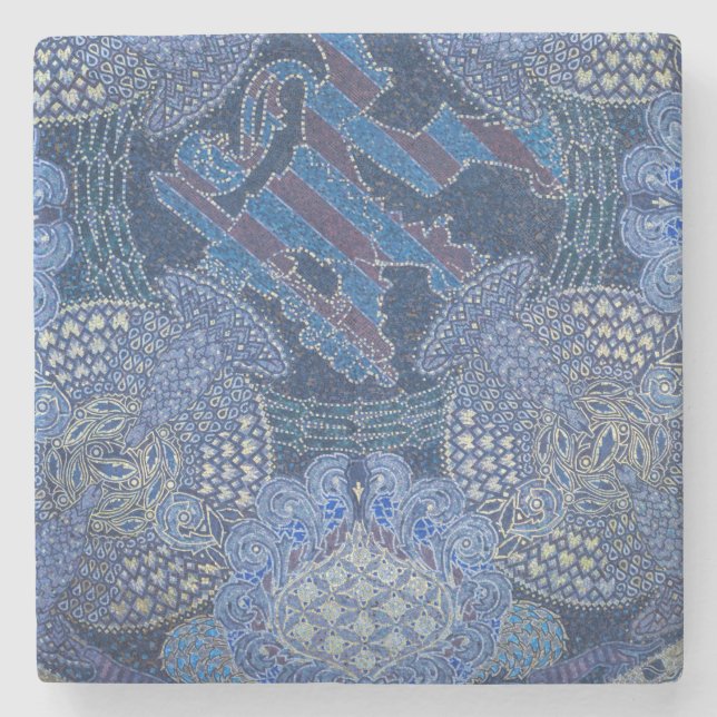 Blå utsmyckad mosaikkonst, Tyskland Stenunderlägg (Framsidan)