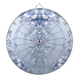 Blå utsmyckade blommor Dartboard Darttavla