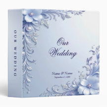 Blå utsmyckade blommor med pärlor album bindare