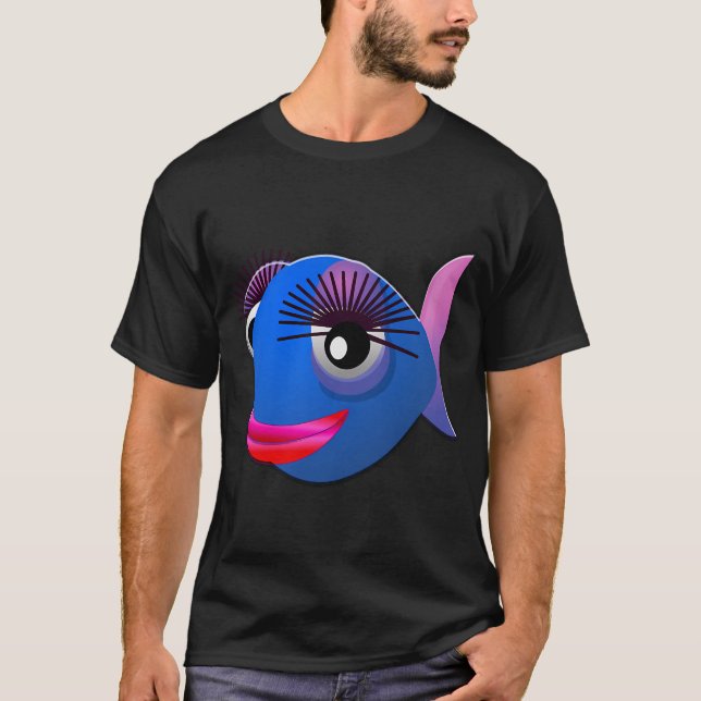 Blå vacker fisk Emoji T Shirt (Framsida)
