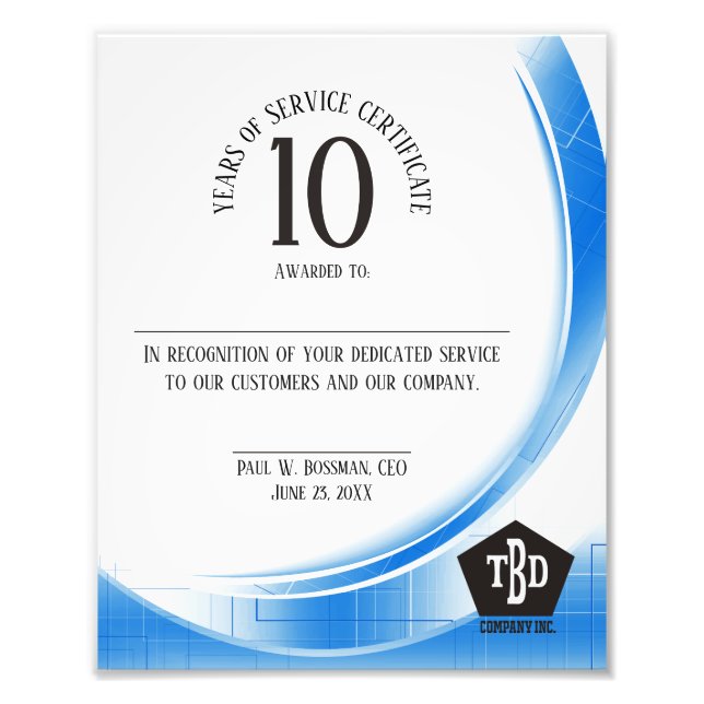 Blå våg - 10-årsdag för anställda fototryck (Framsidan)