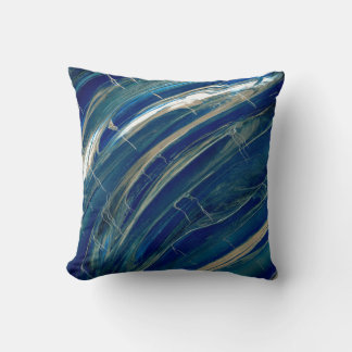 Blå våg, Abstrakt Linjer Kudde