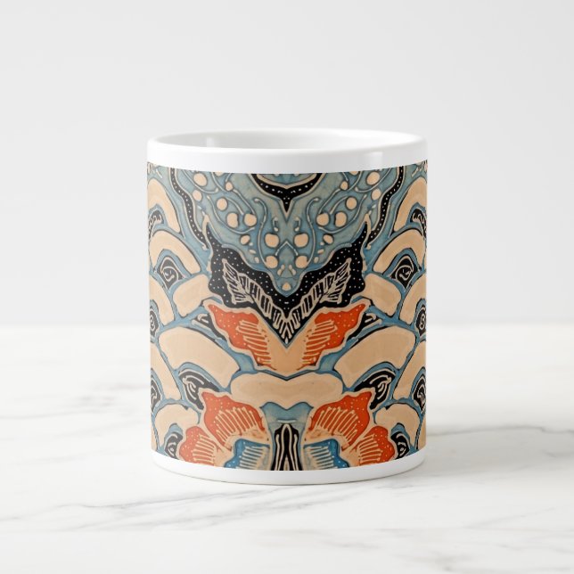 Blå våg av kultur batik specialmugg jumbo mugg (Framsidan)