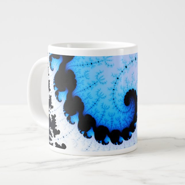 Blå våg - fraktal konst jumbo mugg (Framsida vänster)