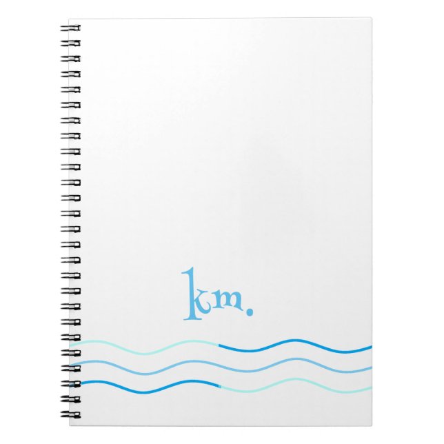 Blå Vågar Monogram Anteckningsbok (Framsidan)