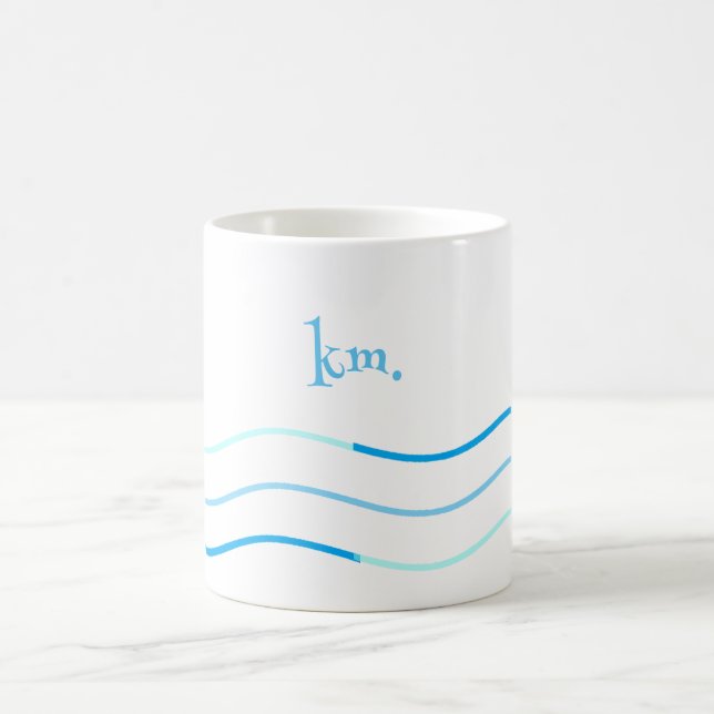 Blå Vågar Monogram Kaffemugg (Center)