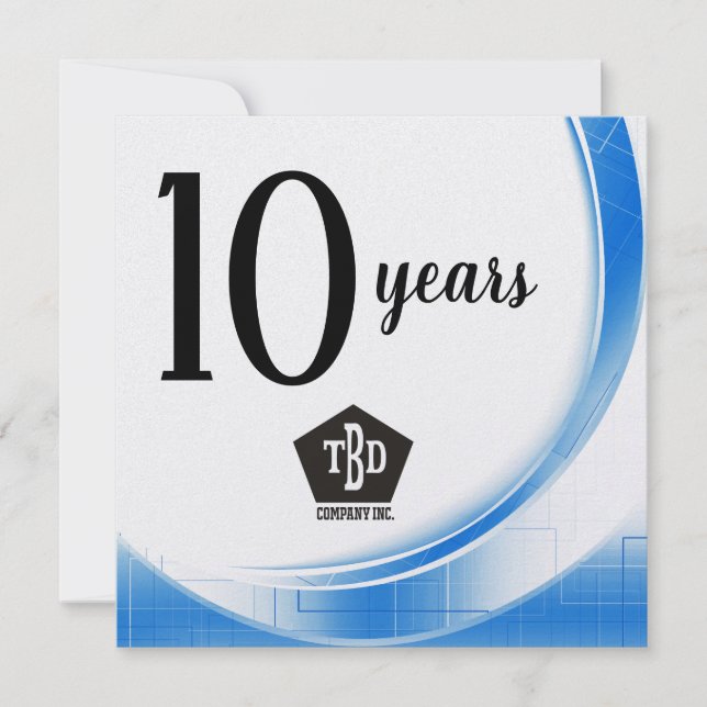 Blå vågen 10 år efter anställdas årsdag inbjudningar (Framsida)