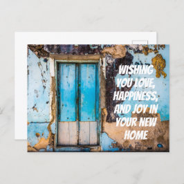 Blå vägg & dörr ny hem gratulations vykort
