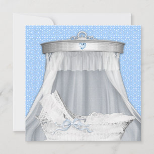 Blå vagga baby pojke shower inbjudningar