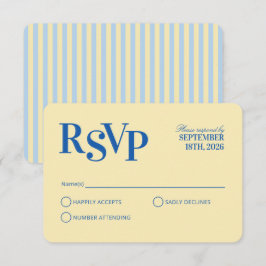 Blå Vågig Cabana-Randig Bröllops-RSVP-kort OSA Kort