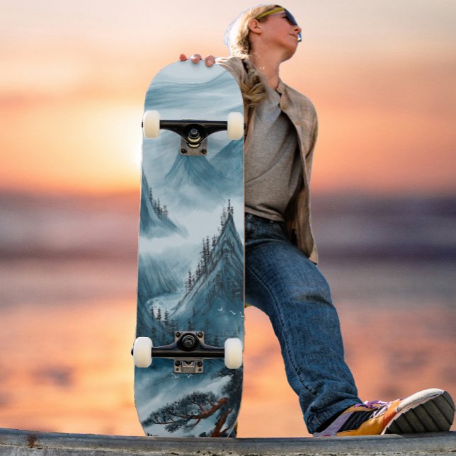 Blå Vågigt berg liggande skateboard (Skapare uppladdad)