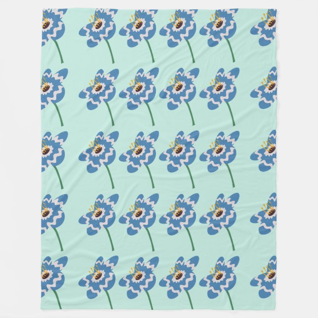 Blå vågigt mönster fleecefilt (Framsidan)