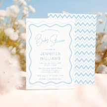 Blå Vågigt Scallop Ram Pojke Shower