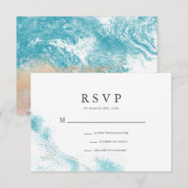 Blå Vågor Kustbröllop RSVP-kort OSA Kort