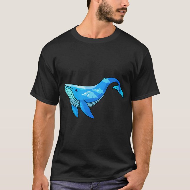 Blå val med moln t shirt (Framsida)
